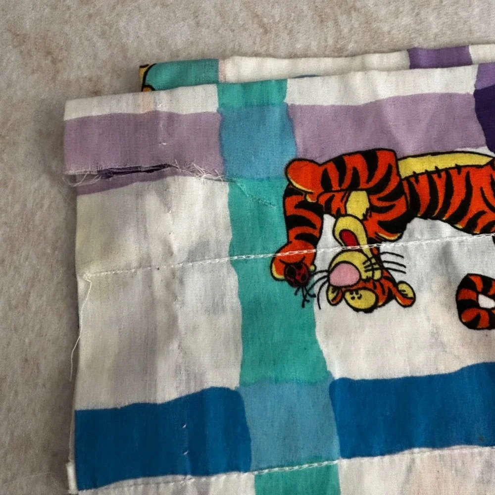 Vintage Disney Winnie the Pooh Tigger Plaid Window Valance Curtain 84x15 USA